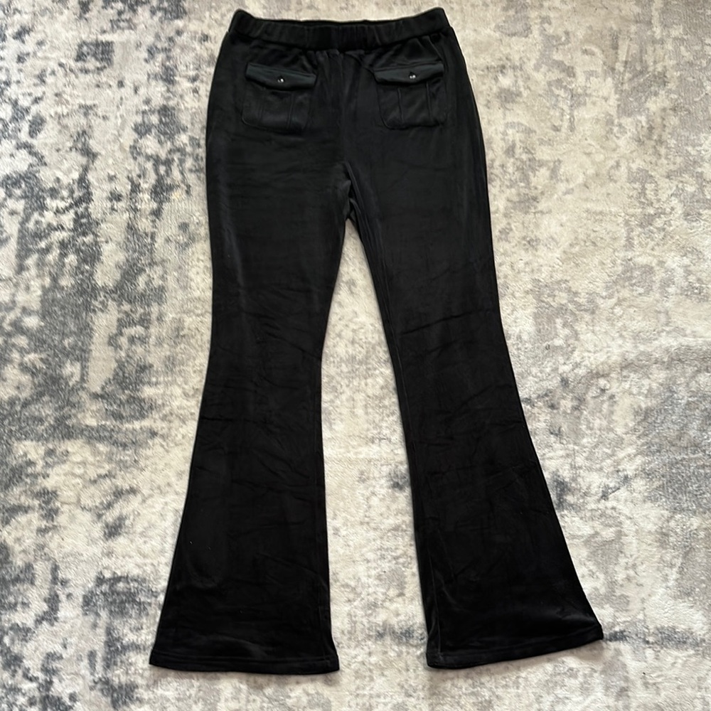 Black Flared Velvet Pants